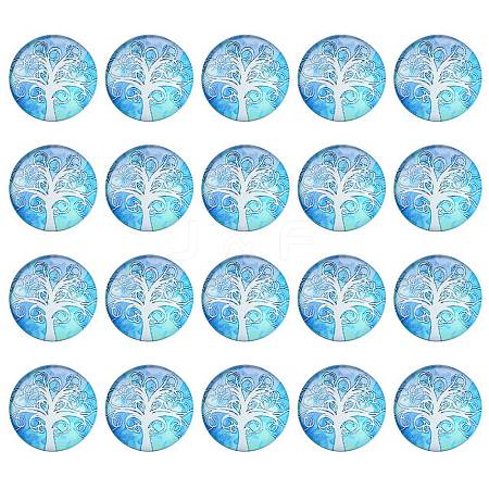 Half Round/Dome Tree Pattern Glass Flatback Cabochons for DIY Projects GGLA-YW0001-14I-1