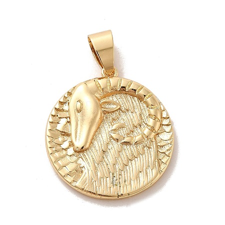 Real 18K Gold Plated Zodiac Theme Brass Pendants KK-M273-04C-G-1