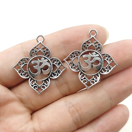 Tibetan Style Vintage Zinc Alloy Hollow Yoga Logo Pendants PW-WG9B9DC-01-1