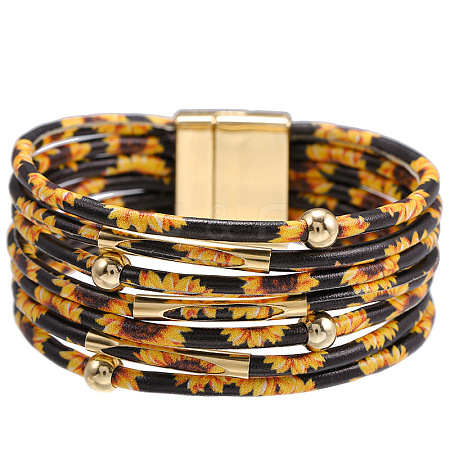 Imitation PU Leather Cord Multi-strand Bracelets for Women Girl WG4D46A-29-1