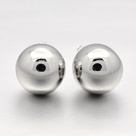 304 Stainless Steel Ball Ear Studs EJEW-N0014-13A-14mm-1