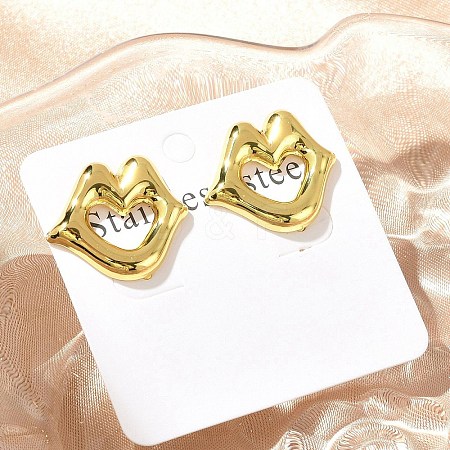 Lip 304 Stainless Steel Stud Earrings LS-EJEW-A125-57G-1