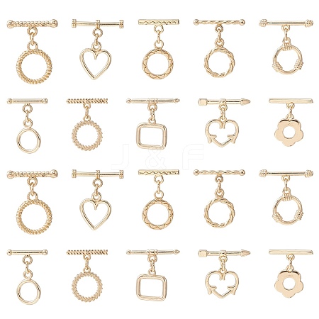 10Pcs 10 Styles Rack Plating Brass Toggle Clasps KK-CJ0002-04-1