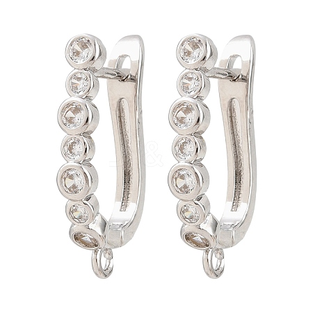 Brass Micro Pave Clear Cubic Zirconia Hoop Earrings Findings KK-K340-33P-1