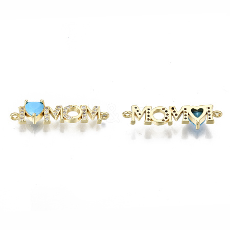 Real 16K Gold Plated Brass Micro Pave Cubic Zirconia Links Connectors KK-S061-92C-G-NR-1