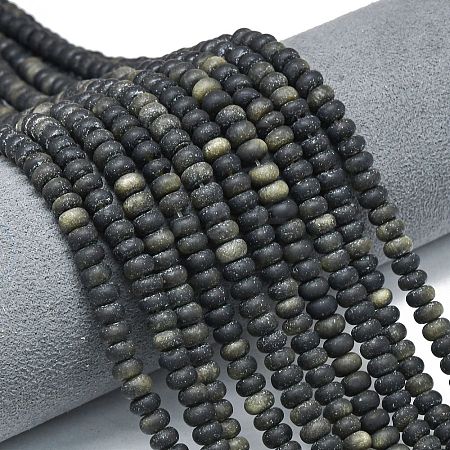 Natural Golden Sheen Obsidian Beads Strands G-P575-A29-6x4mm-1