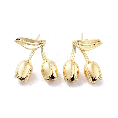 Brass Stud Earrings KK-B082-25G-1