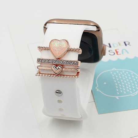 Heart Resin Alloy Watch Band Charms Set MOBA-PW0001-60B-1