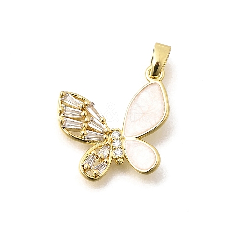 Brass Clear Cubic Zirconia Pendants KK-B187-01G-01B-1