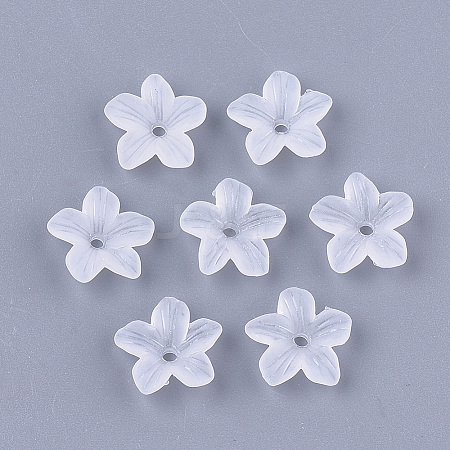 5-Petal Transparent Acrylic Bead Caps X-FACR-T001-06-1