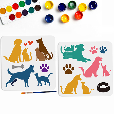 MAYJOYDIY US 1 Set Cat Dog PET Hollow Out Drawing Painting Stencils DIY-MA0004-59-1