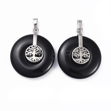 Natural Obsidian Pendants G-F640-E04-1