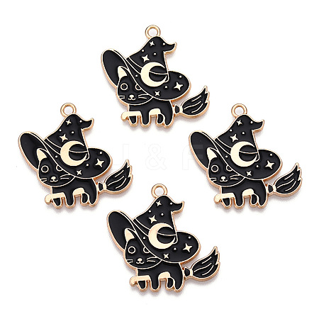 Light Gold Tone Alloy Enamel Pendants X-ENAM-N056-194-1