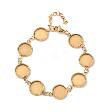 Ion Plating(IP) 304 Stainless Steel Bracelets Making with Round Tray BJEW-H600-16G-1