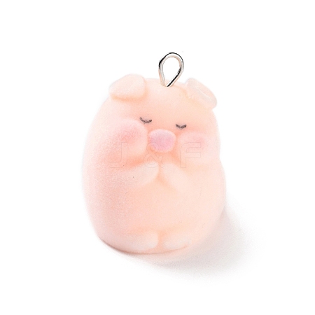 Flocking Resin Cute Pendants RESI-A040-02E-1