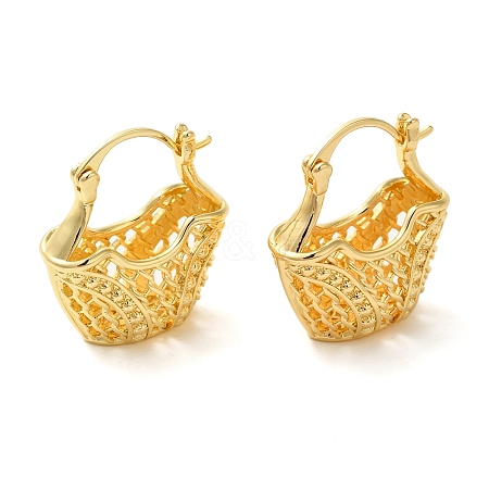 Hollow Basket Brass Hoop Earrings for Women EJEW-G399-03C-G-1