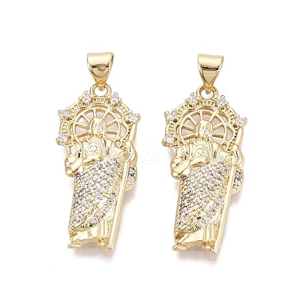 Religion Brass Micro Pave Clear Cubic Zirconia Pendants KK-N287-46J-G-1