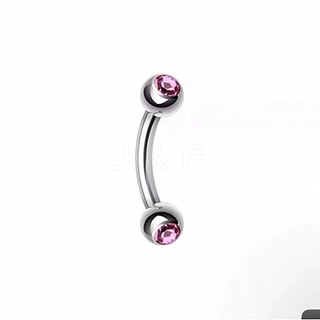 Round 304 Stainless Steel Rhinestone Eyebrow Curved Barbell Rings WGCF9EA-05-1