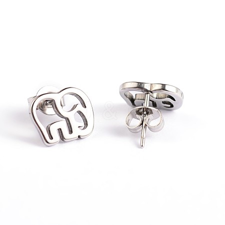 Elephant 304 Stainless Steel Ear Studs EJEW-F0075-080P-1