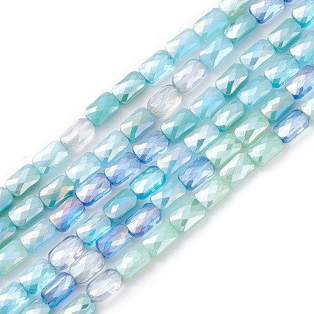 Gradient Color Electroplate Glass Bead Strands X1-GLAA-E042-01A-1