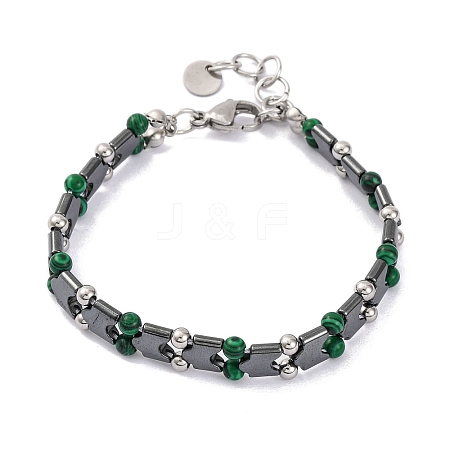 Synthetic Malachite Beaded Bracelets BJEW-P339-03P-06-1