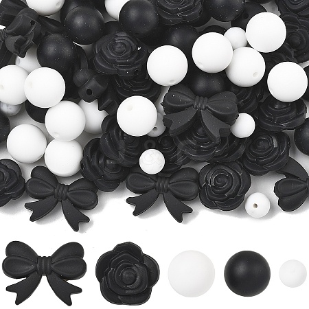 40Pcs 5 Styles Food Grade Eco-Friendly Silicone Focal Beads SIL-YW0002-47-1
