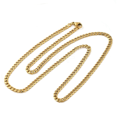 Ion Plating(IP) 304 Stainless Steel Cuban Link Chain Necklace for Men Women NJEW-C013-02G-1