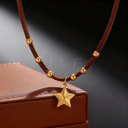 Alloy Star Pendant Faux Suede Cord Necklaces for Women WG50317-03-1