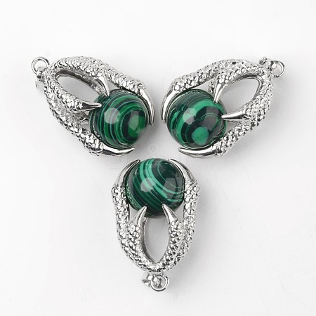 Eagle Claw Alloy Malachite Pendants X-G-L455-A21-1