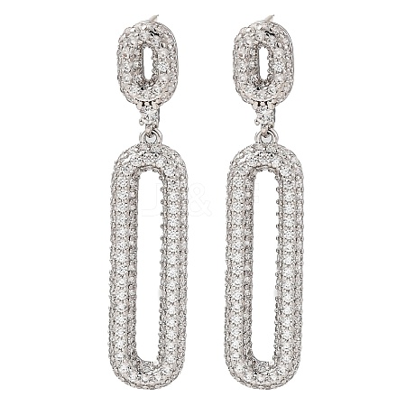 Brass Micro Pave Cubic Zirconia Dangle Stud Earrings EJEW-H014-17P-07-1