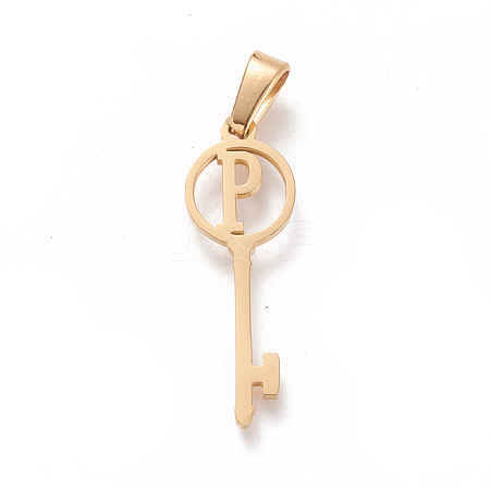 304 Stainless Steel Initial Pendants STAS-D019-09P-G-1