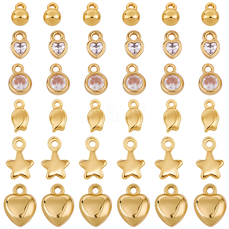 48Pcs 6 Styles Brass Charms KK-SC0007-29-1