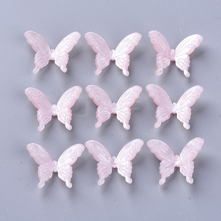  Jewelry Beads Findings Cellulose Acetate(Resin) Cabochons, Butterfly, MistyRose, 17~18x21~22x7~8mm