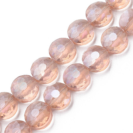 Electroplate Transparent Glass Beads Strands EGLA-N002-38-C03-1