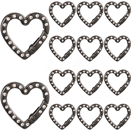 20Pcs Zinc Alloy Rhinestone Spring Gate Rings FIND-SP0004-36B-1
