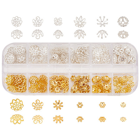 240Pcs 12 Style Alloy & Iron & Brass Bead Caps DIY-AR0003-74-1