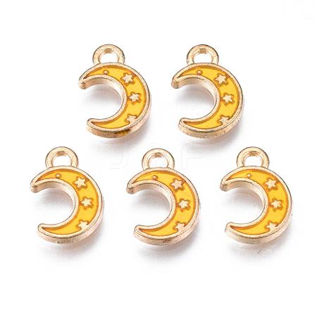 Light Gold Plated Alloy Enamel Pendants ENAM-R136-19B-1