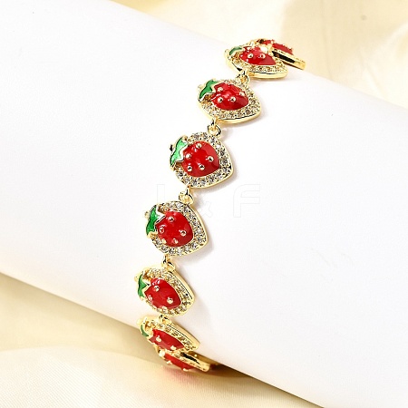 Brass Micro Pave Cubic Zirconia Link Bracelets BJEW-K278-02G-02-1