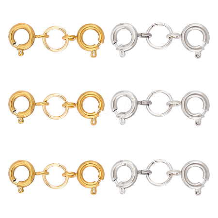 6Pcs 2 Colors 304 Stainless Steel Spring Ring Clasps FIND-AB00013-1