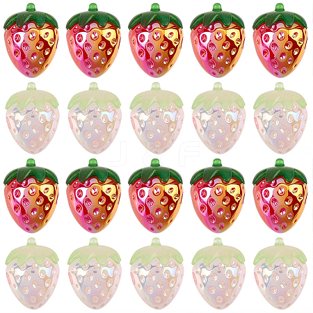 30Pcs 2 Colors Electroplate Opaque Acrylic Pendants PACR-SC0001-09-1