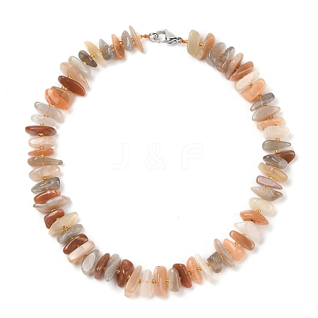 Natural Sunstone Chip Beaded Necklaces NJEW-P312-02P-1