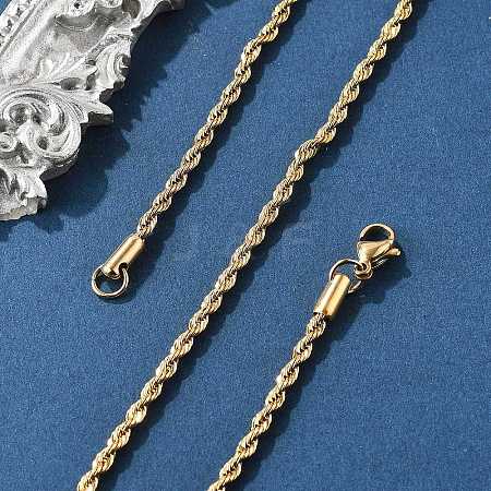 304 Stainless Steel Rope Chain Necklaces NJEW-E026-09G-1