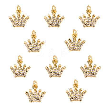 10Pcs Brass Micro Pave Clear Cubic Zirconia Charms ZIRC-SZ0002-06-1