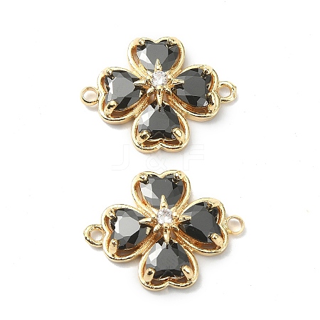 Brass Pave Clear Cubic Zirconia Connector Charms X-KK-B072-09G-1