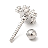 Brass Micro Pave Clear Cubic Zirconia Stud Earrings LS-EJEW-L265-11P-2