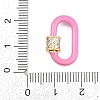 Oval Brass Micro Pave Clear Cubic Zirconia Screw Carabiner Clasps KK-B167-01A-02G-3