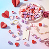 80Pcs 8 Styles Valentine's Day Printed Wood Beads WOOD-TA0003-01-8