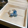 Brass Rhinestone Cuff Open Rings WGF4CCA-02-1