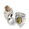 Hexagonal Prism Natural Unakite Open Cuff Rings RJEW-B106-01P-07-1