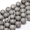 Round Electroplated Natural Druzy Geode Quartz Crystal Beads Strands G-A143B-20mm-04-1